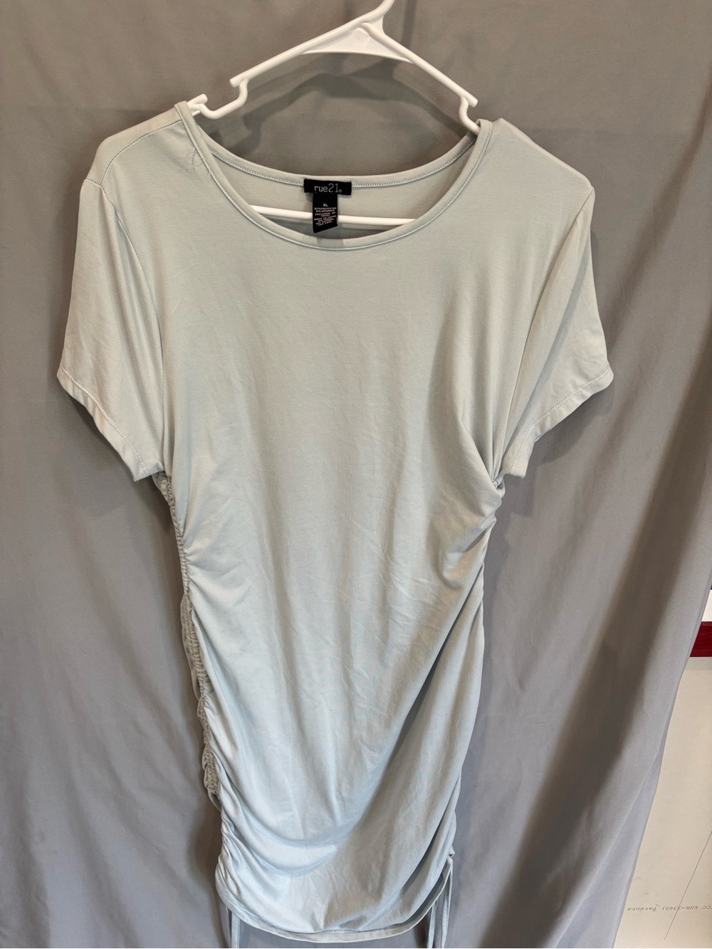 Rue21 Pale Blue Side-Ruch Gathered Short Sleeve Tunic